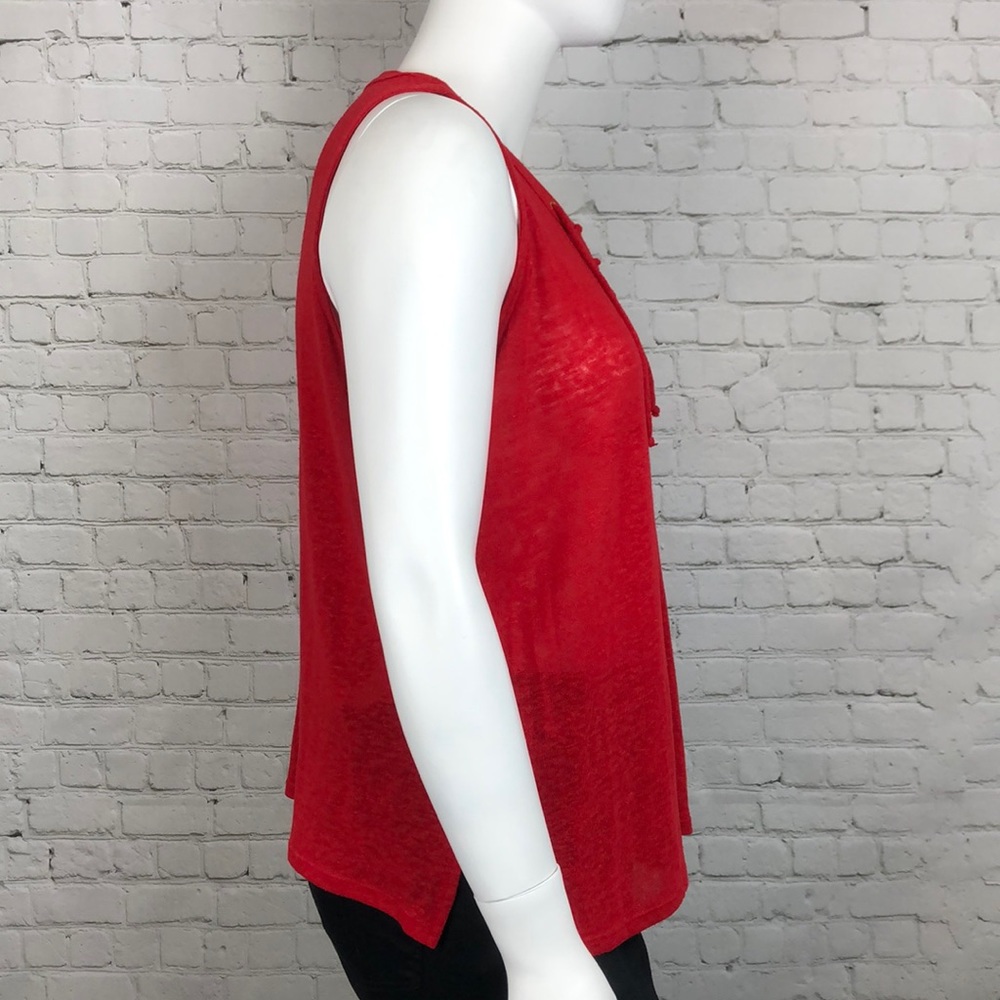 INC Red Burnout Tie Front Tank Top Plus Size - Picture 4 of 5
